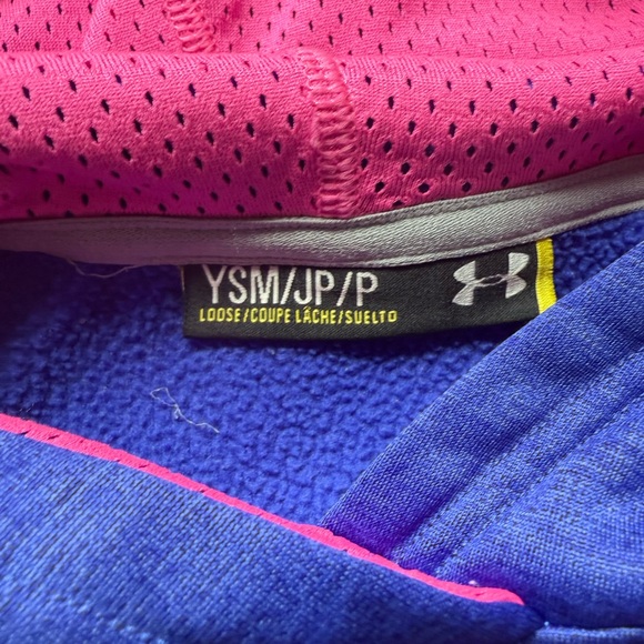 Under Armour Kids Indigo Hoodie with Pink Logo - Picture 2 of 3